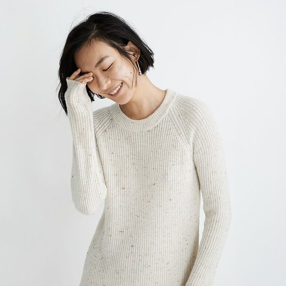 Madewell Curved Hem Sweater Dress in Donegal Pearl - sz Small - Picture 2 of 9